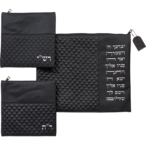 סט טלית תפילין רש"יתם דמוי עור 34×40 ס״מ