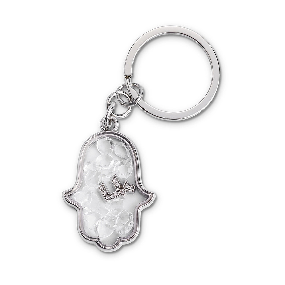 Keychain Hamsa Metal with Stones 4.5x3 cm - Silver