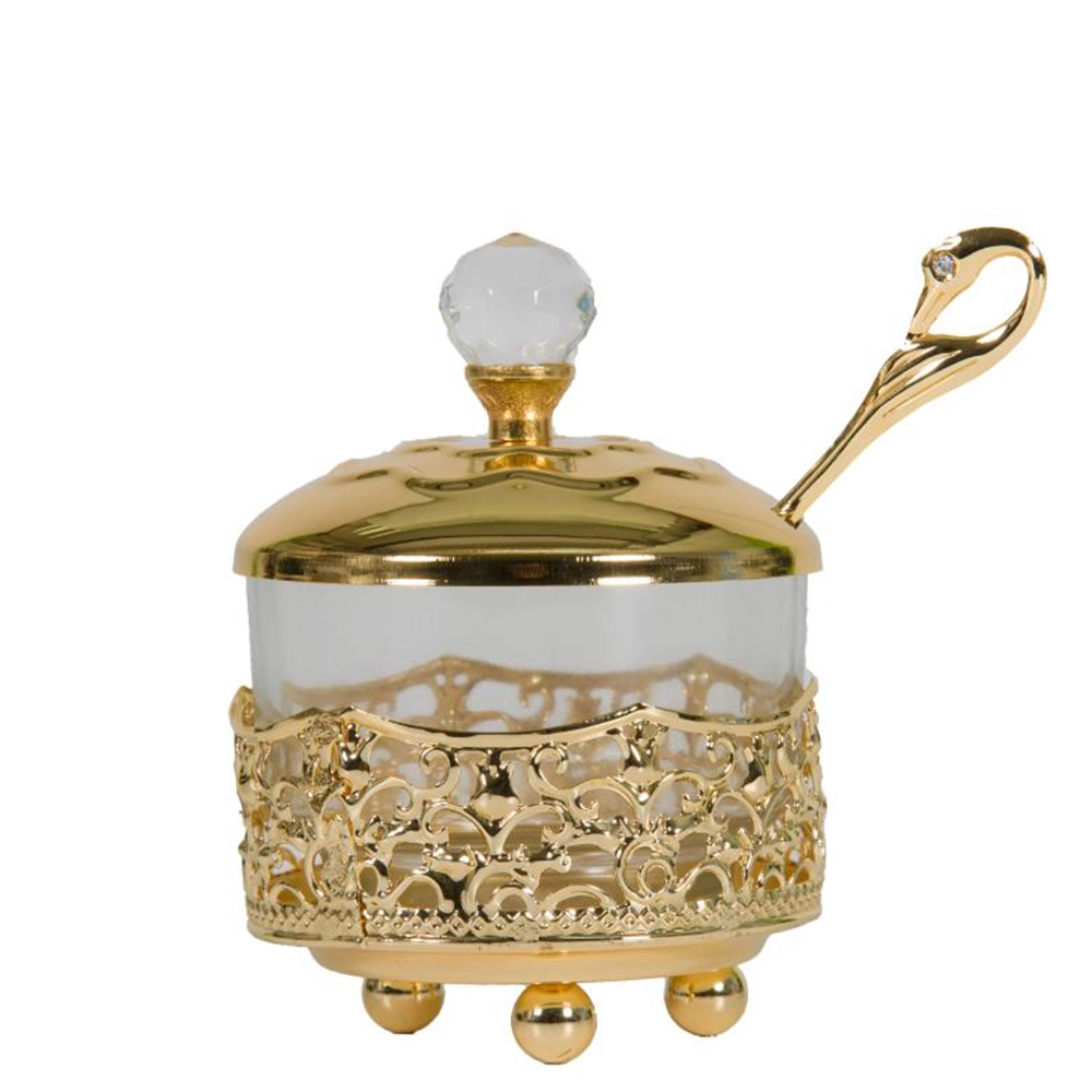 Golden Filigree Honey Dish, 10cm