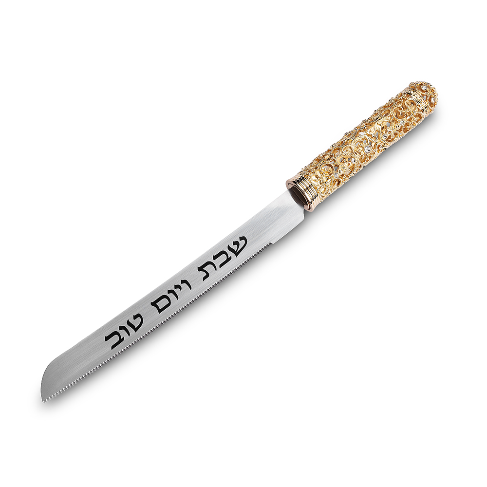 סכין חלה שבת ויום טוב זהב 32.5 ס״מ