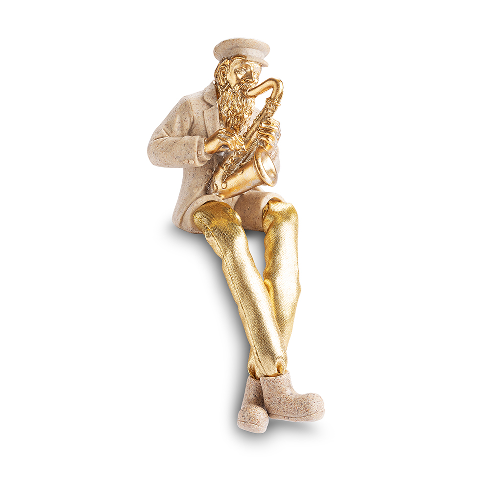 Polymer Hassidic Figurine with Cloth Legs 10.5 cm - Saxophone Player