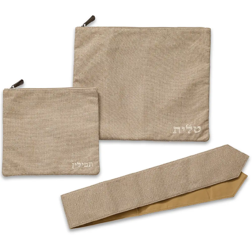 סט טלית תפילין ועטרה פשתן 36×29 ס״מ
